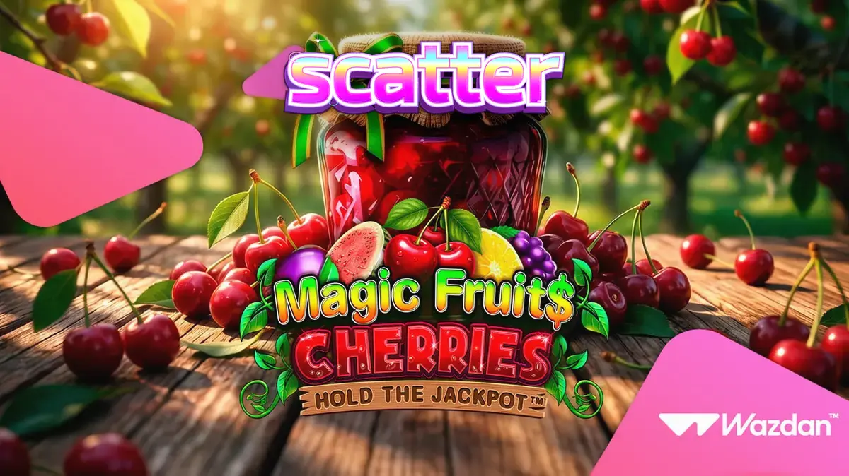 Tampilan visual slot Magic Fruit$: Cherries dengan simbol buah cerah dan elemen modern.